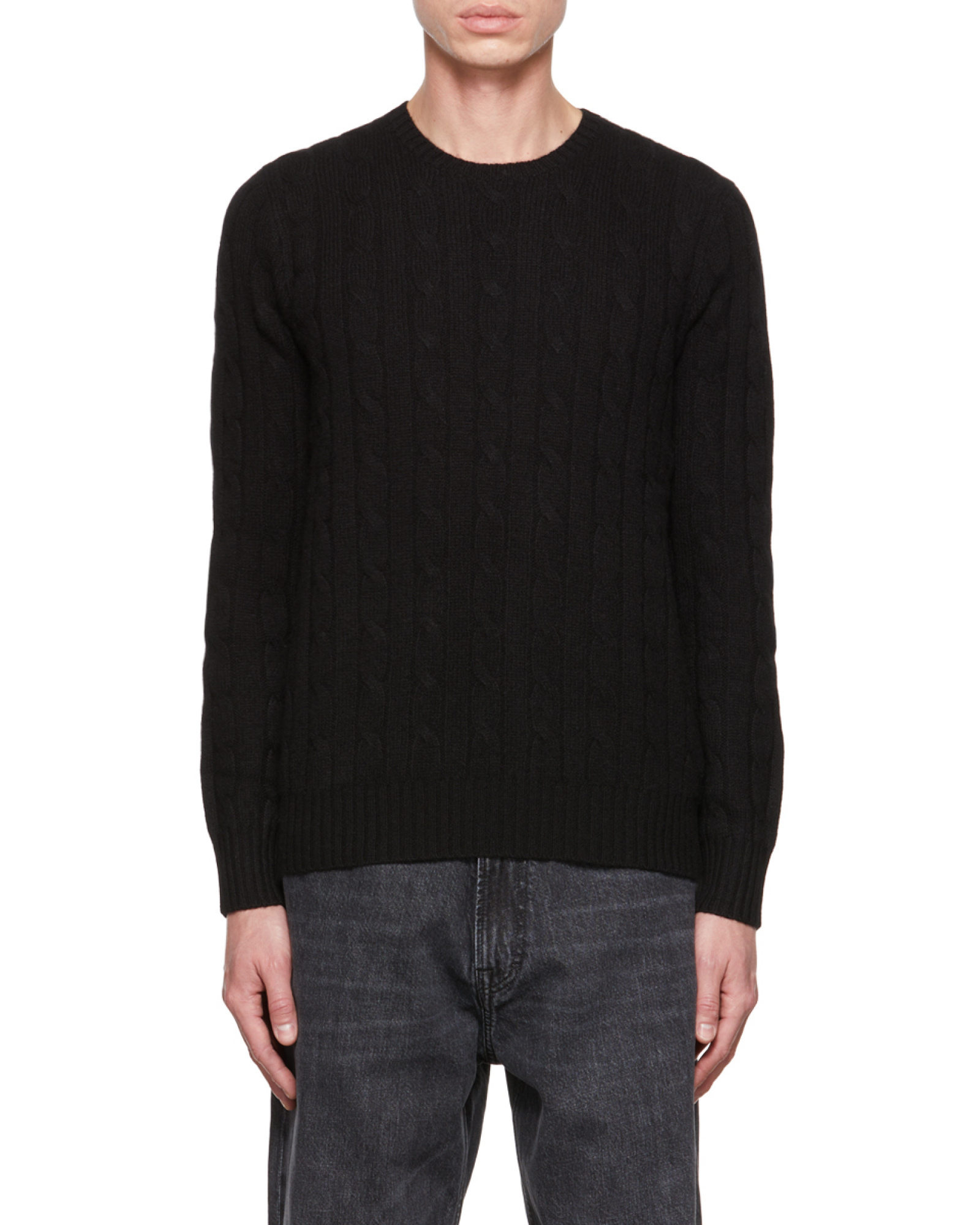 Shop Polo Ralph Lauren Cable-knit Cashmere Jumper In Black