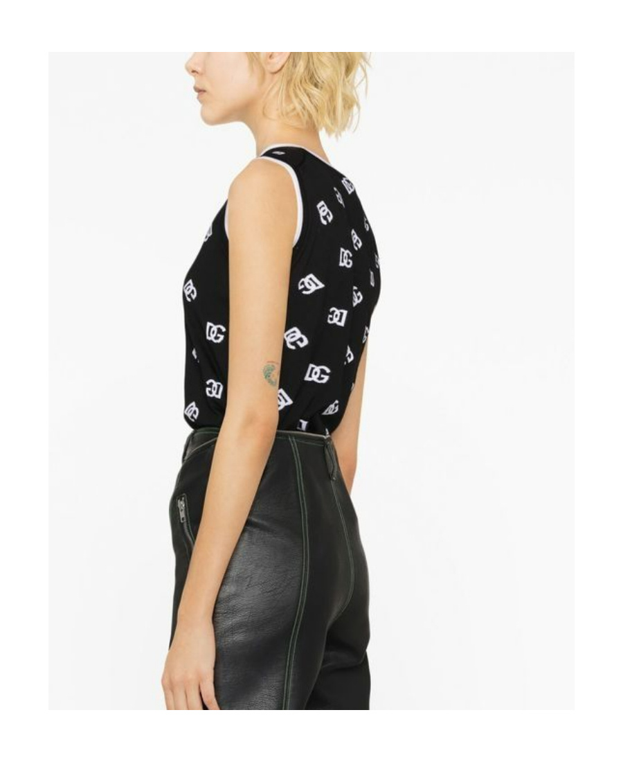 Dolce & Gabbana Intarsia-knit Sleeveless Sweater In Black