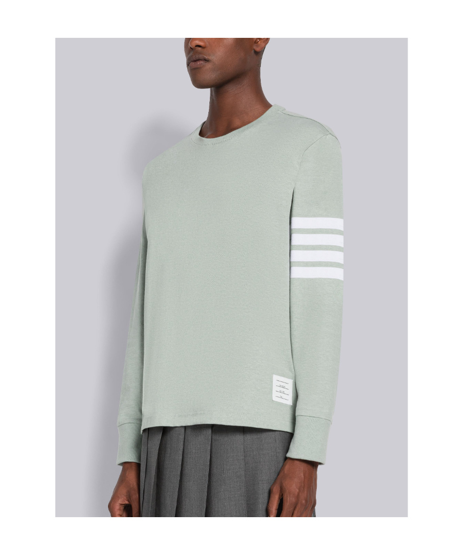 Shop Thom Browne 4-bar Crew-neck Sweatshirt In White