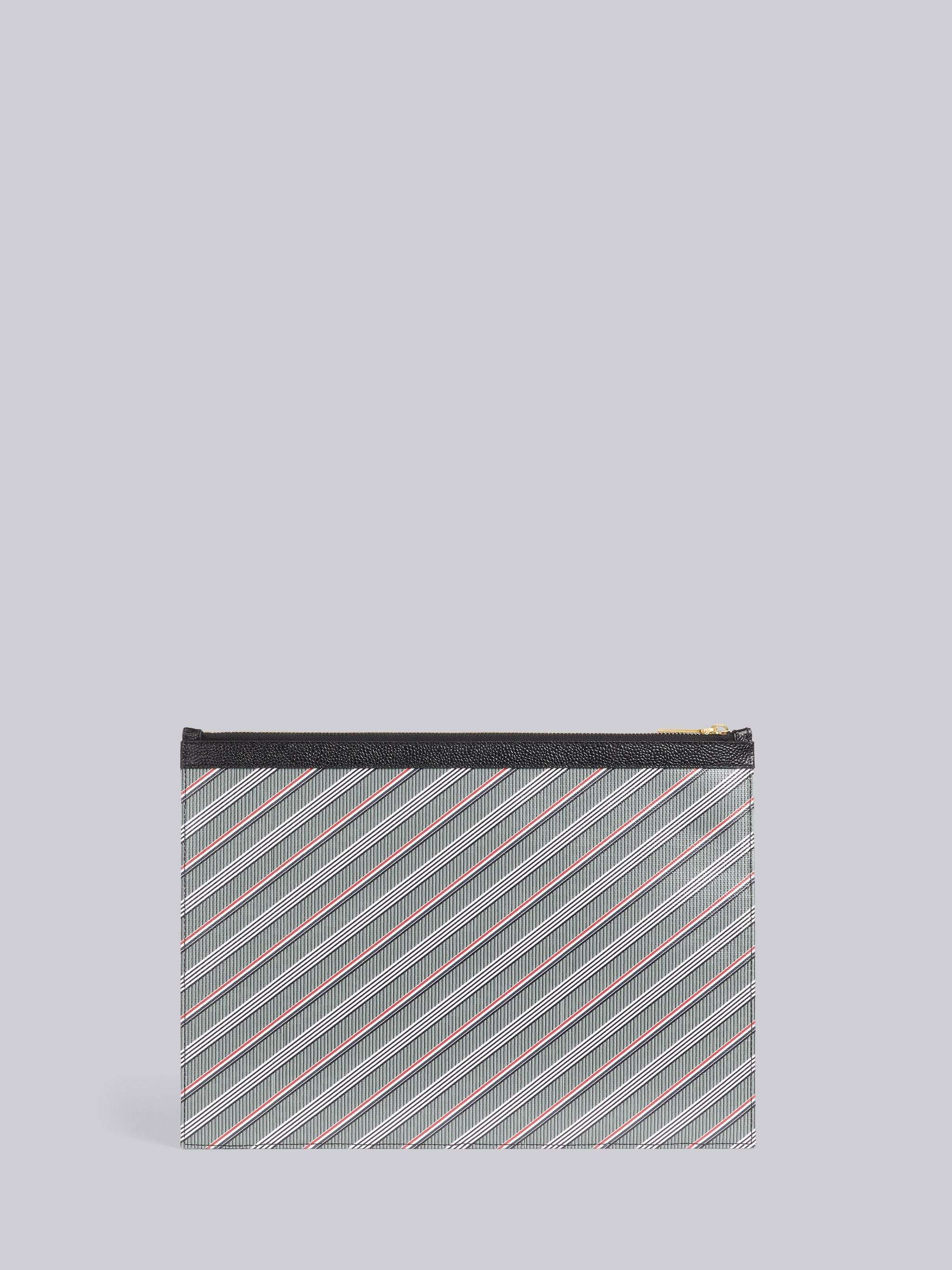 Thom Browne Striped Logo-print Pouch In Gray