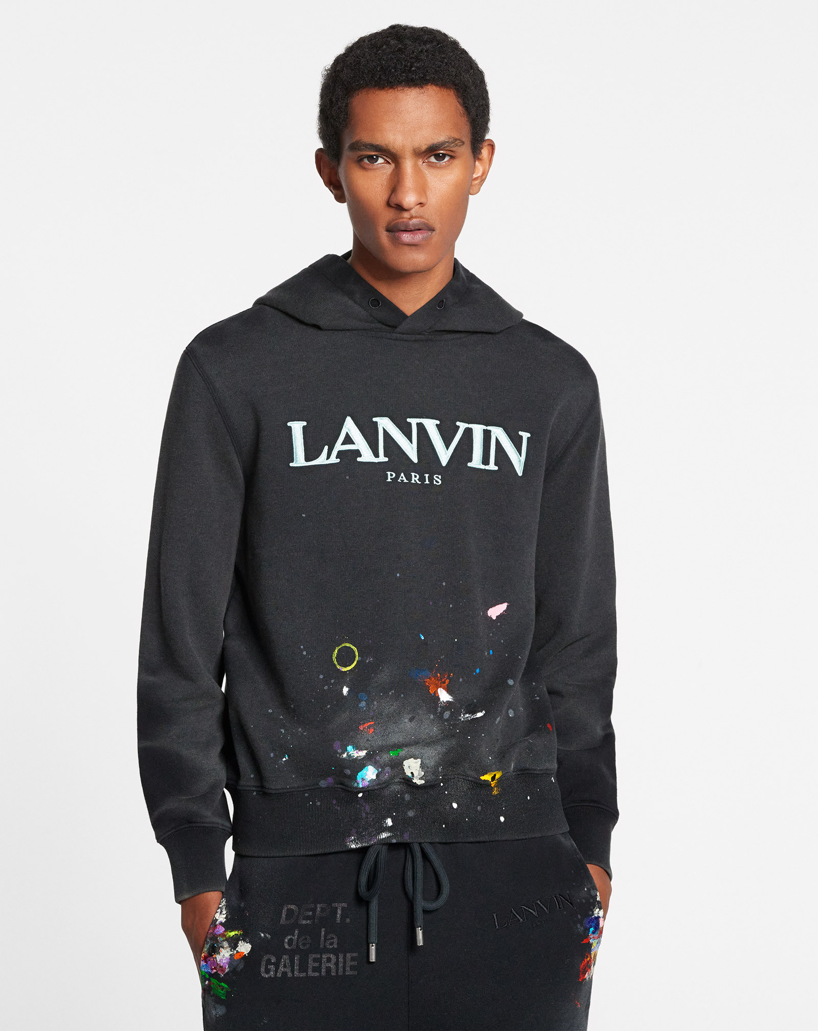 Lanvin Logo-print Pullover Hoodie In Black