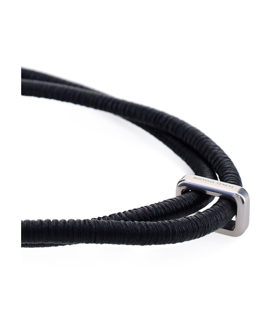 Bottega Veneta Cord Leather Belt In Black