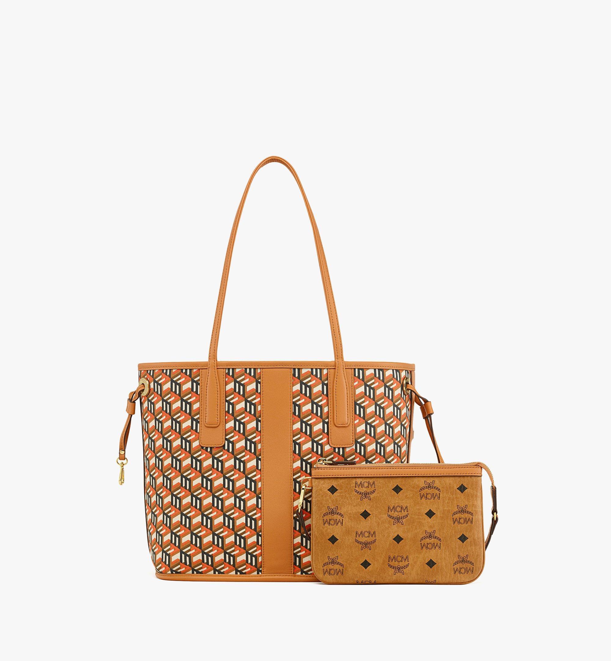Mcm Liz Small Reversible Visetos Shopper Tote In Brown