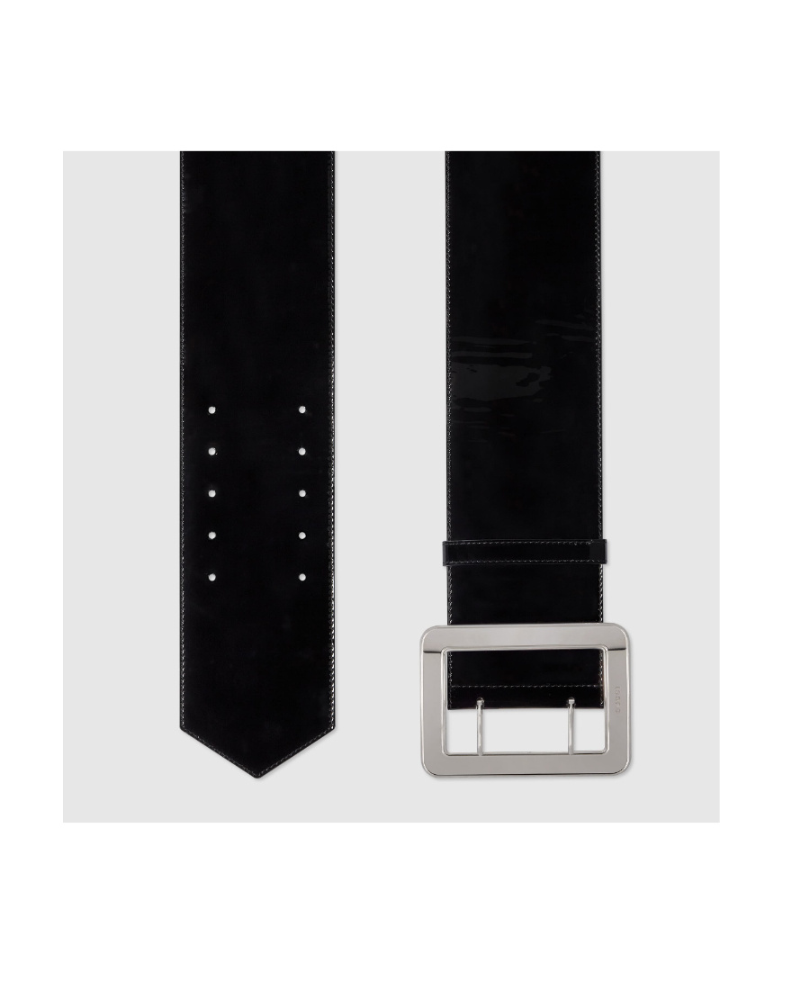 Gucci Wide Patent-leather Belt In Black