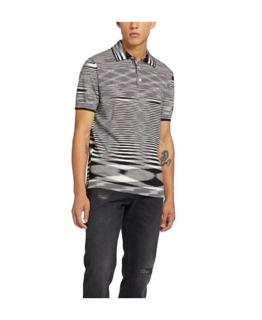 Shop Missoni Marl-knit Polo Shirt In Gray