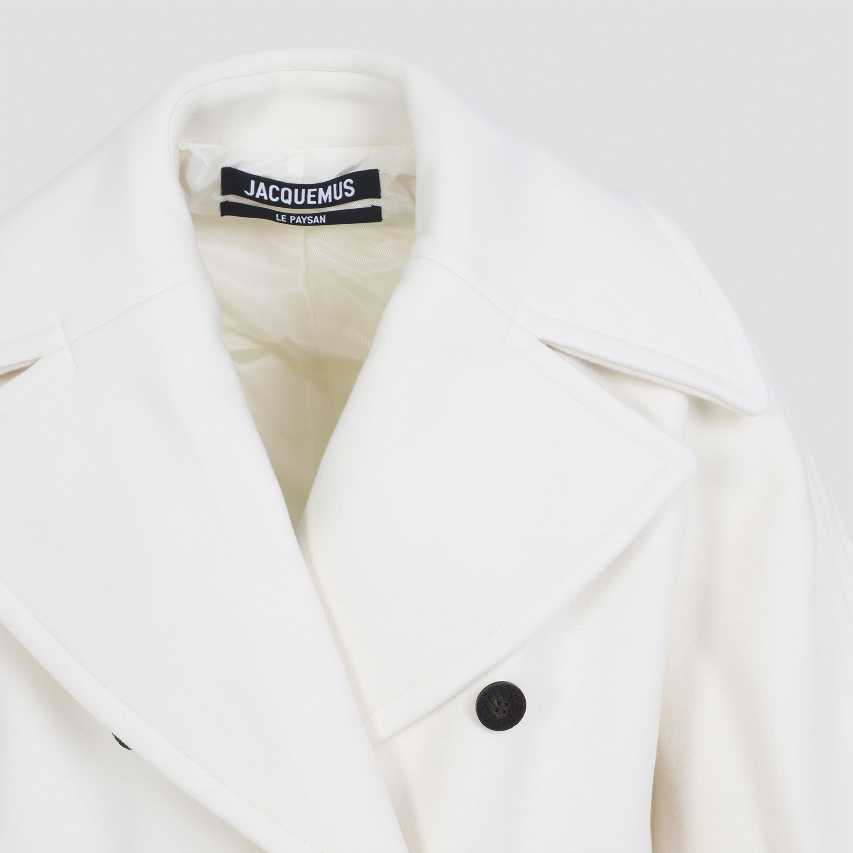 Jacquemus Ovalo Double-breasted Short Coat In White
