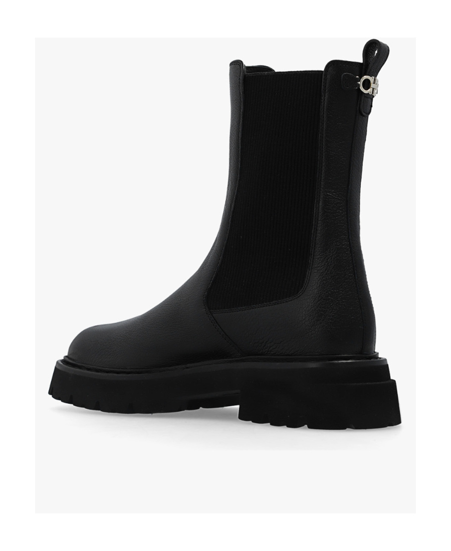 FERRAGAMO DOUBLE GANCINI LEATHER CHELSEA BOOTS