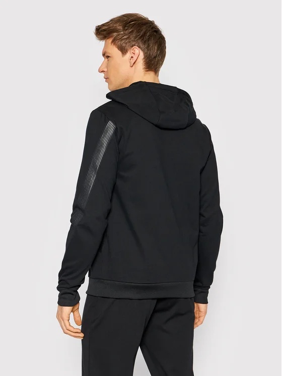 Ea7 Zip-up Logo-print Hoodie In Black