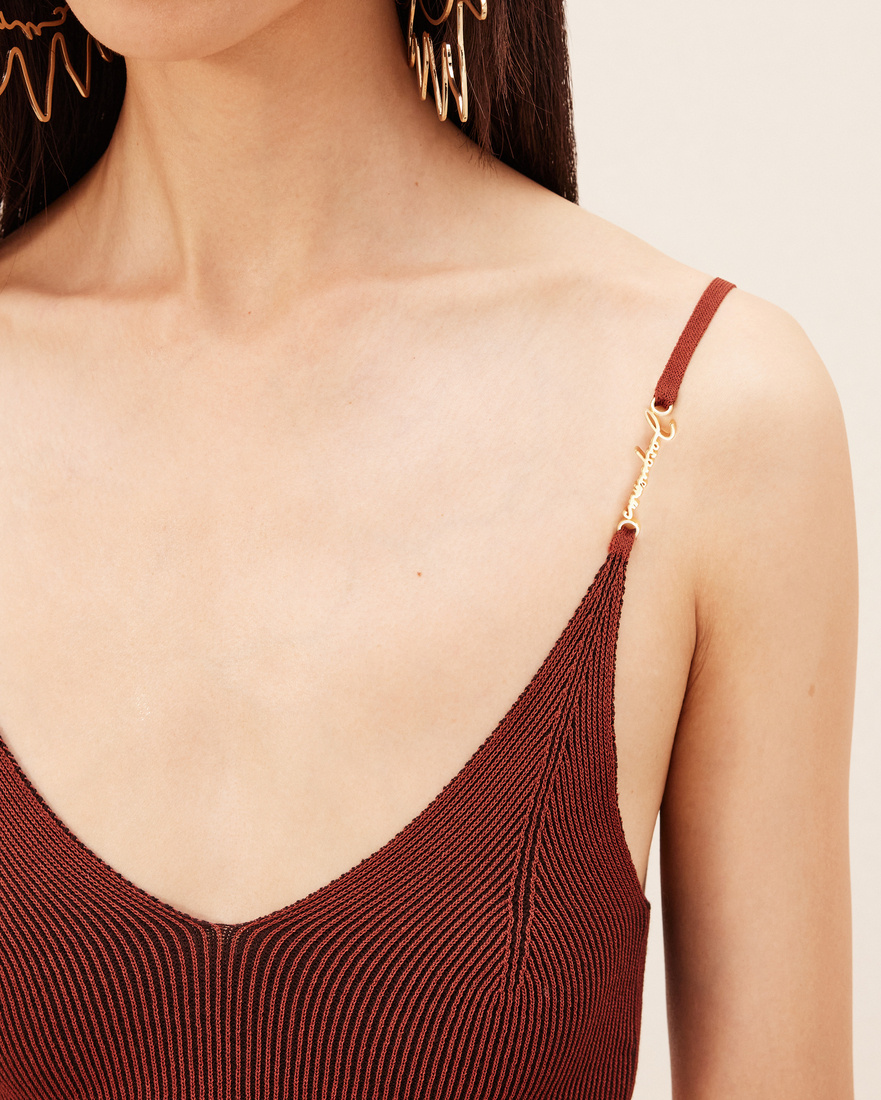 Jacquemus Pralu Logo-embellished Cropped Top In Brown