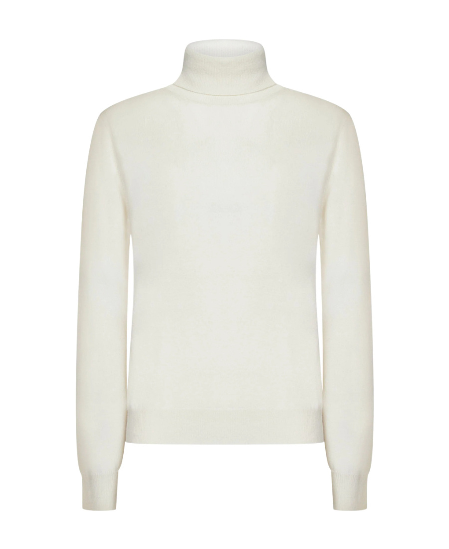 Malo Shaved Cyclist Turtleneck Knit Sweater In White