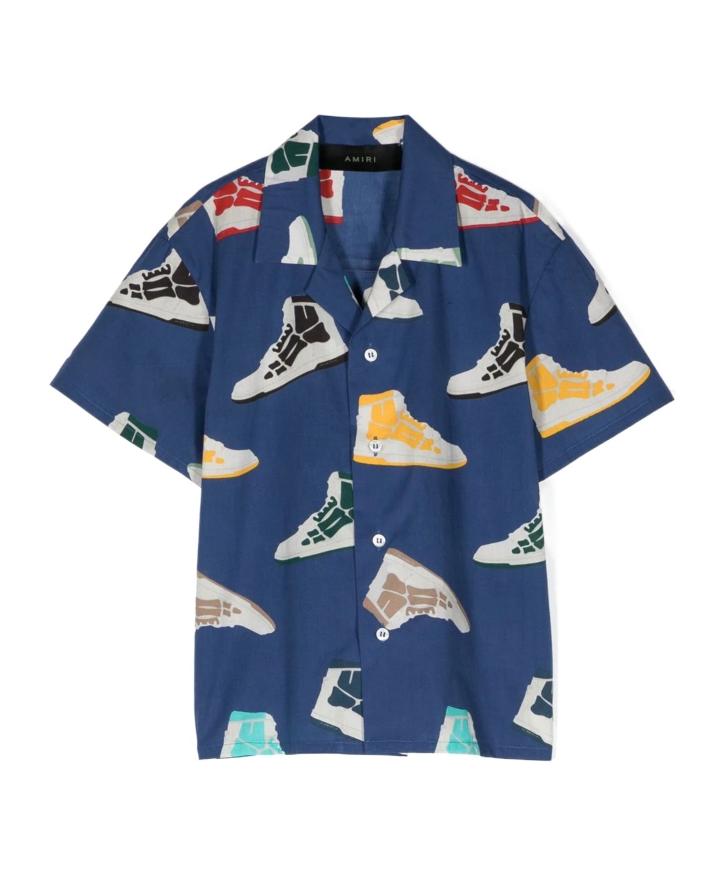 Amiri Skel-print Bowling Shirt In Blue