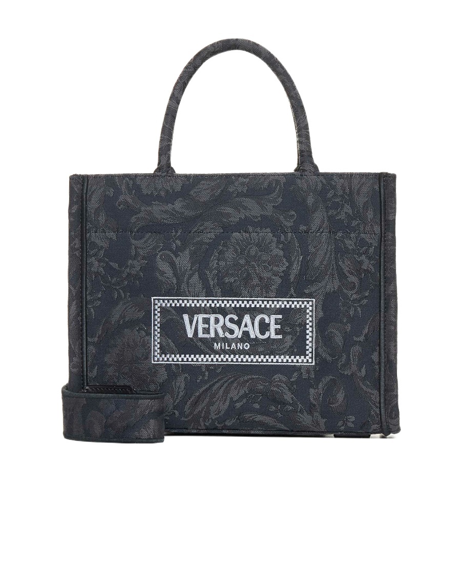 Versace Small Barocco Athena Tote Bag In Black