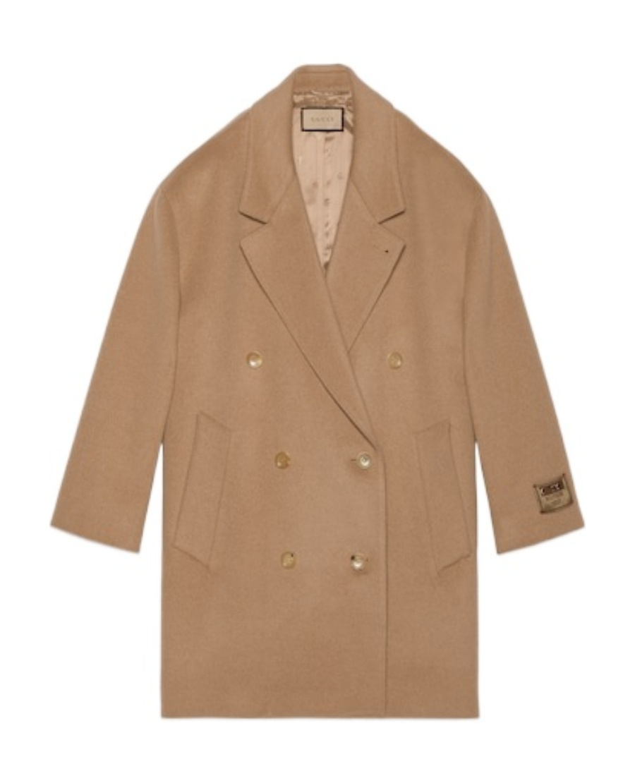 Gucci Woman Cappuccino Wool Coat In Beige O Tan