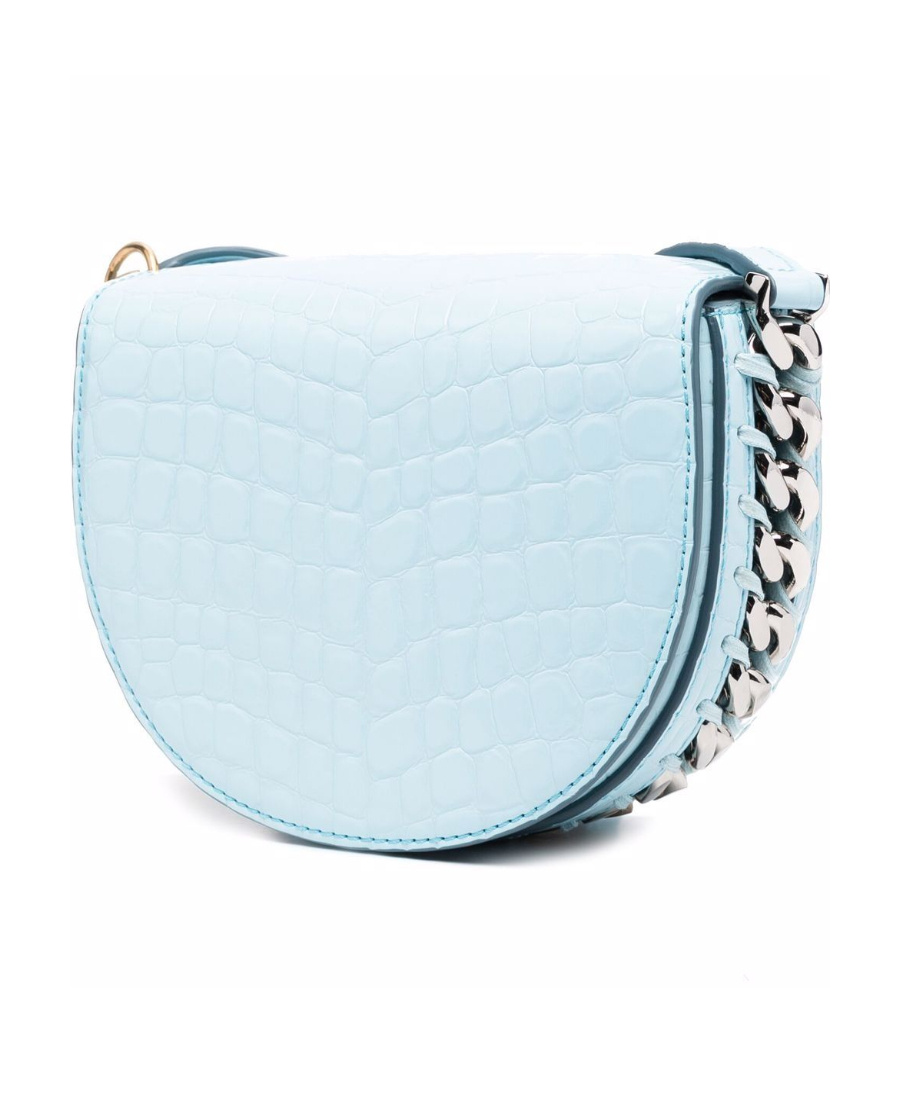 Stella Mccartney Small Frayme Flap Chain-linked Shoulder Bag In Blue