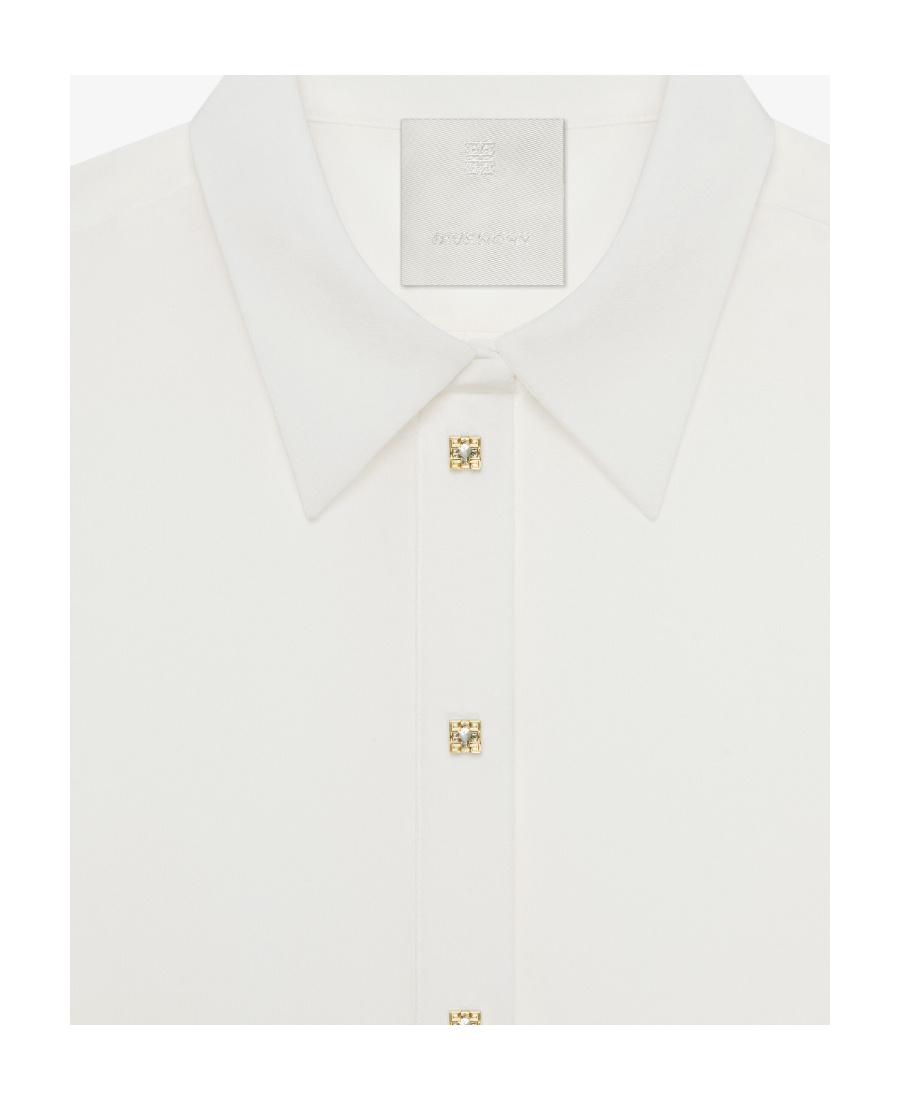 Givenchy Long-sleeve Silk Shirt In White