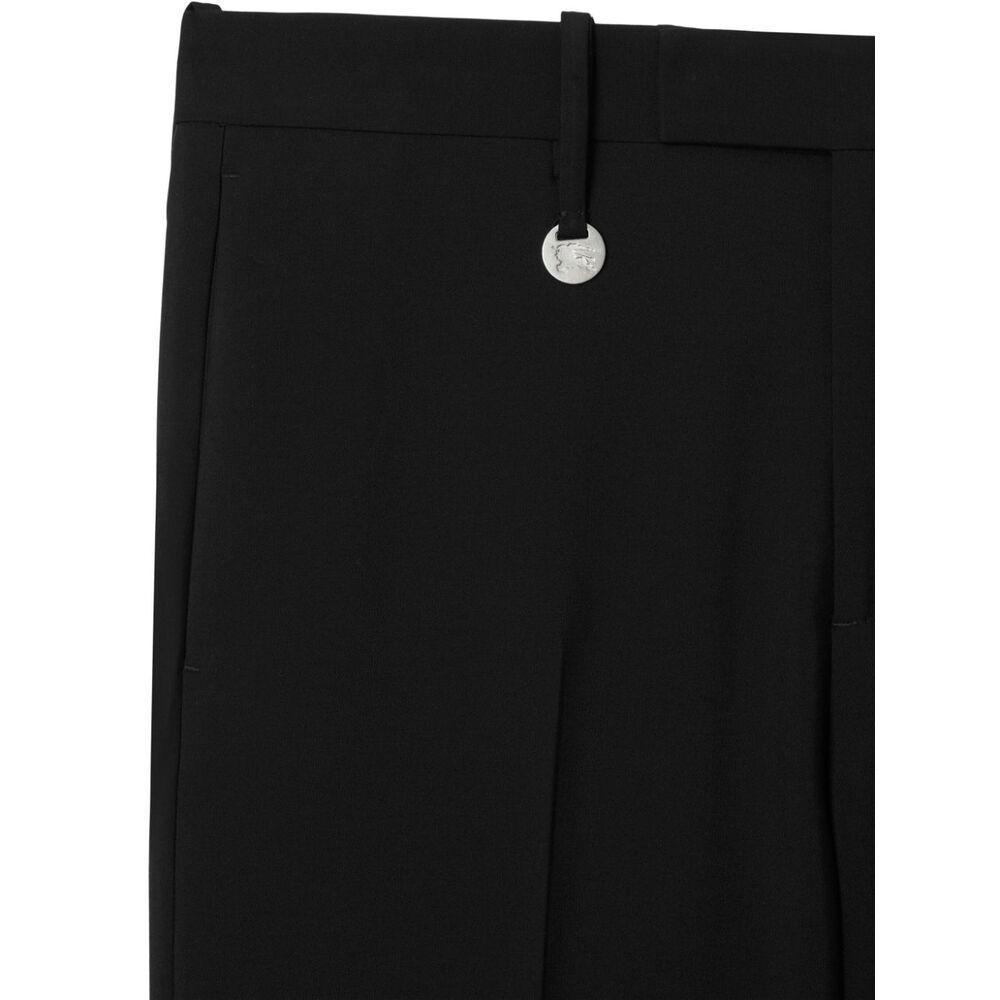 Burberry Suit Pants In Navy Blue Wool. Straight-leg Cut. Zippered Closure And Belt Clip. In Black