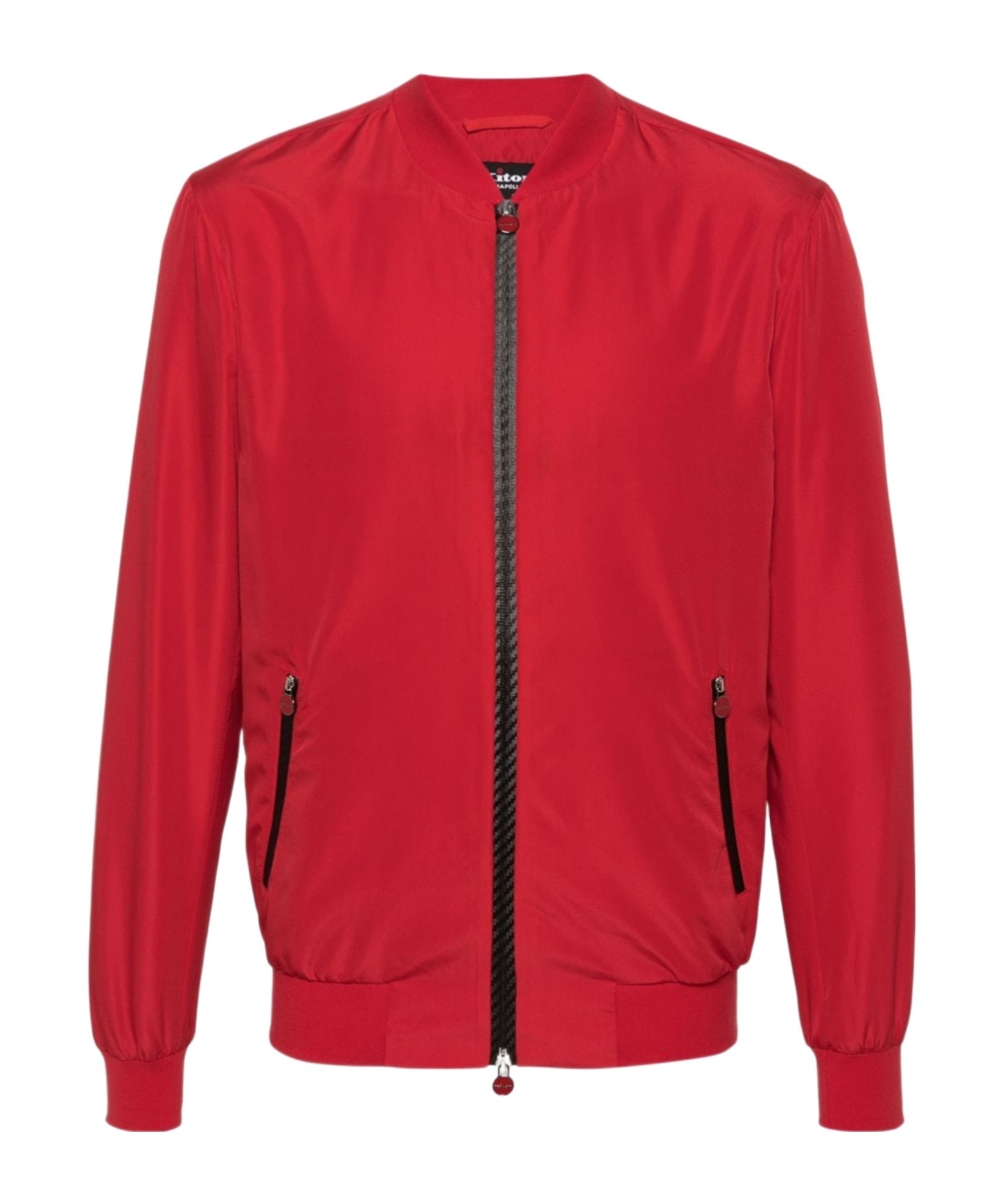 Kiton Zipper Baseball Collar Bomber Jacket In Red