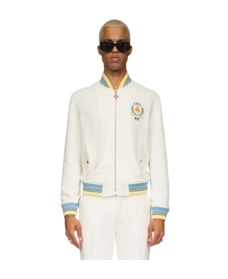 Casablanca Casa Way Viscose Blend Bomber Jacket In White