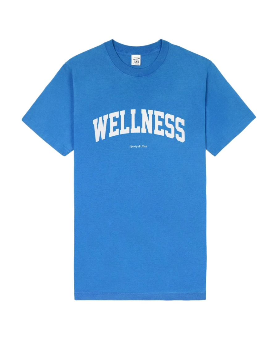 Sporty And Rich Logo-print Cotton T-shirt In Blue