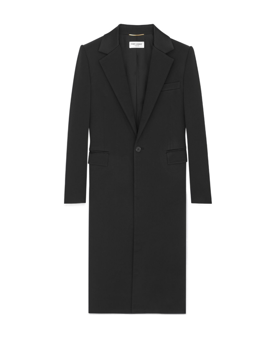 Saint Laurent Single-breasted Coat In Black