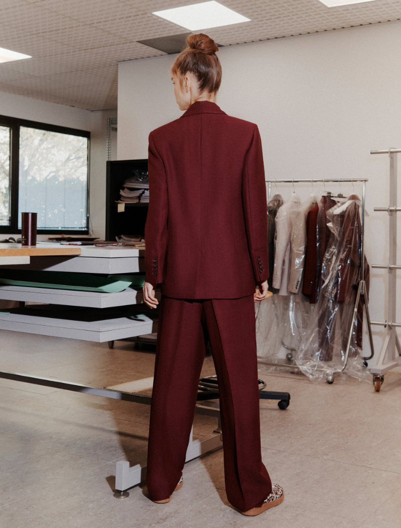 Marella Pleated High-waisted Trousers In Burgundy