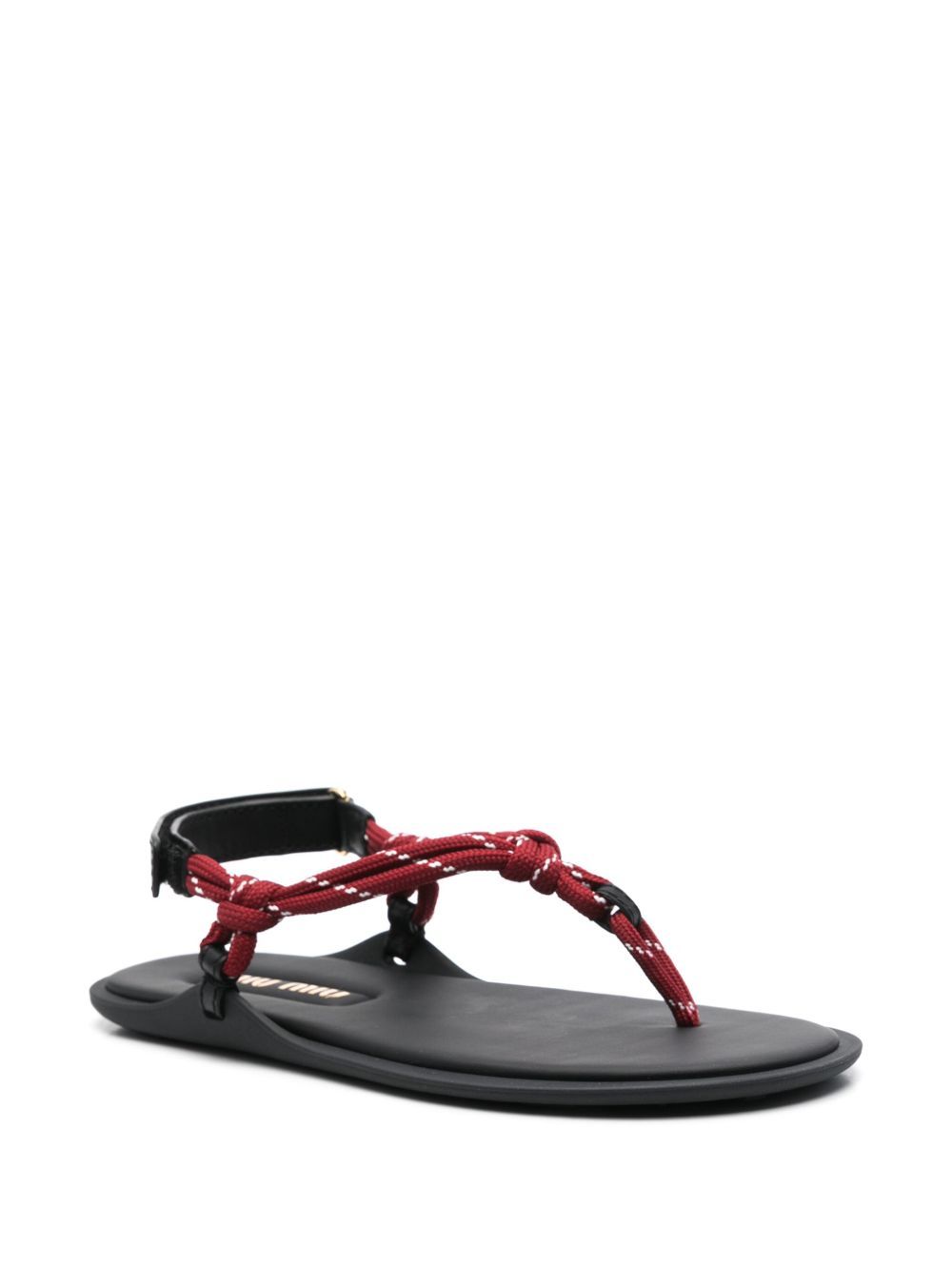 Shop Miu Miu Round-headed Flat Sandals In Gray