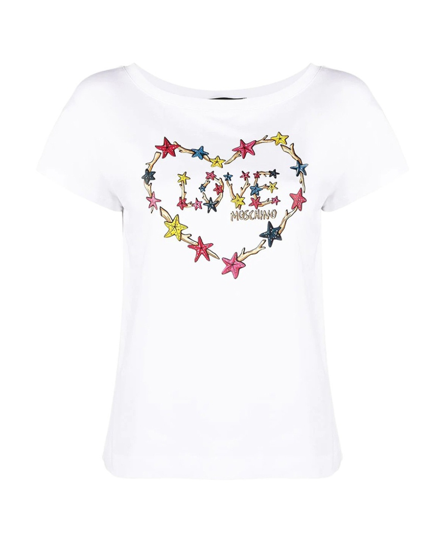 Moschino T-shirt With Round Neck And Short Sleeves In White