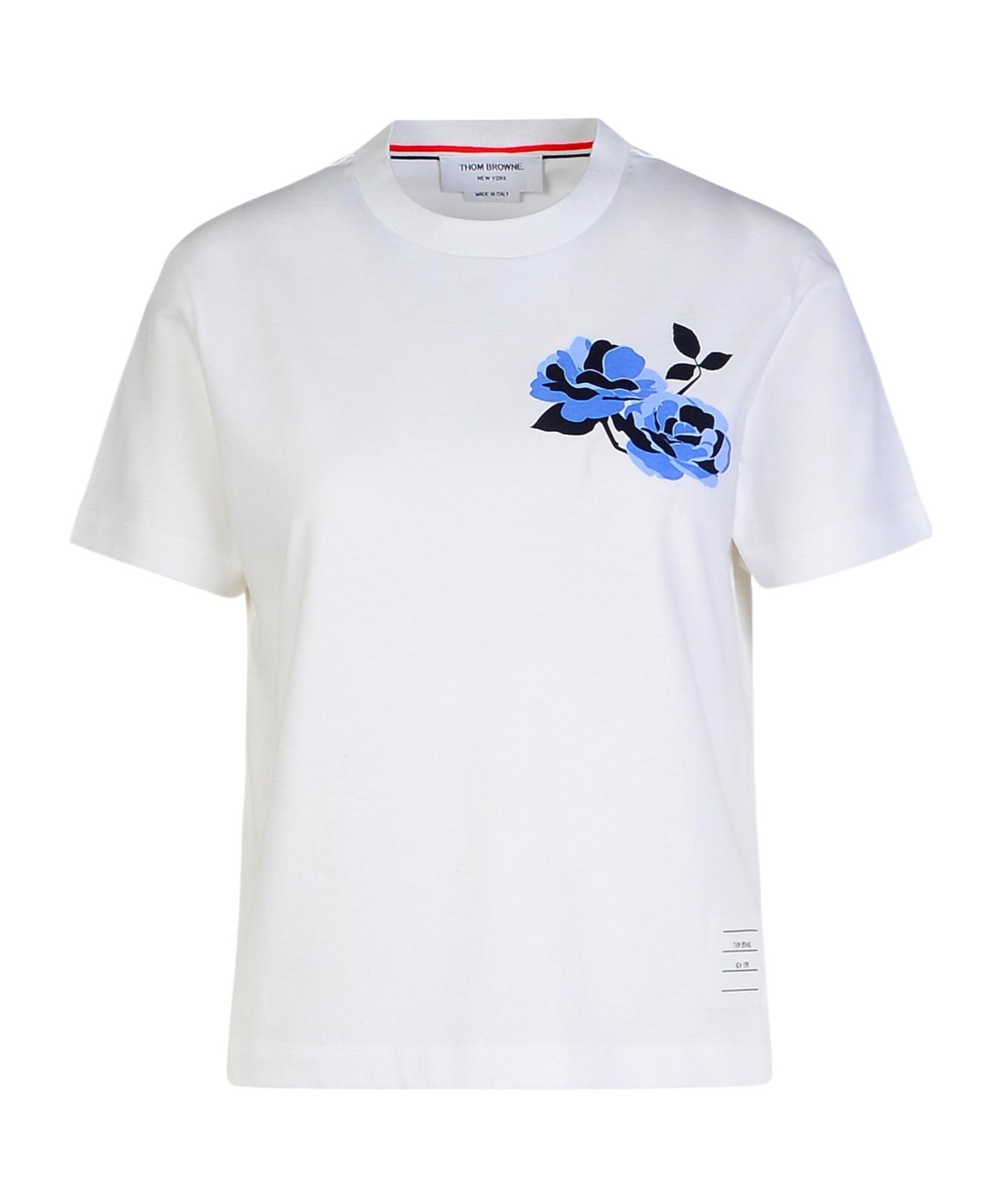 Thom Browne Floral-print Cotton T-shirt In White