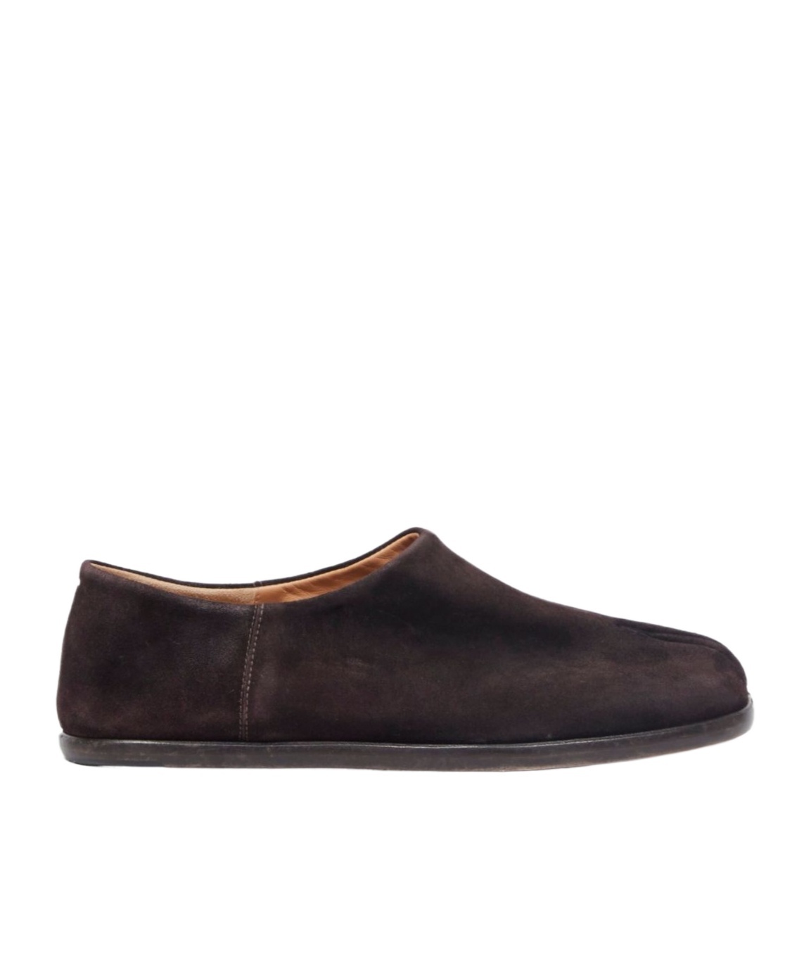 Maison Margiela Tabi Split-toe Suede Collapsible-heel Loafers In Brown