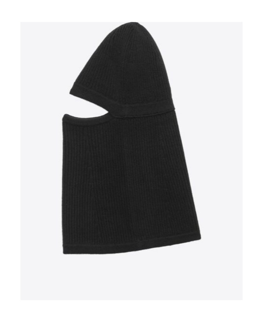 Saint Laurent Logo-plaque Knitted Balaclava In Black