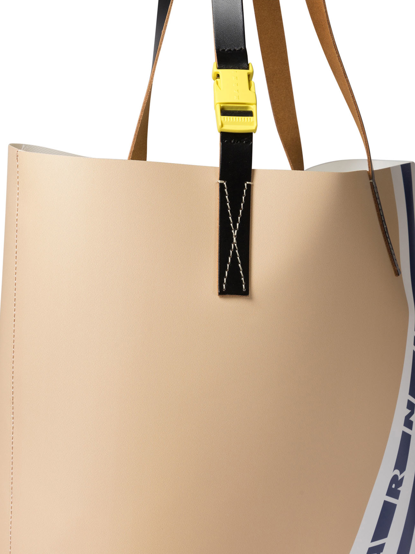 Marni Stripe-detail Buckle Tote Bag In Nude