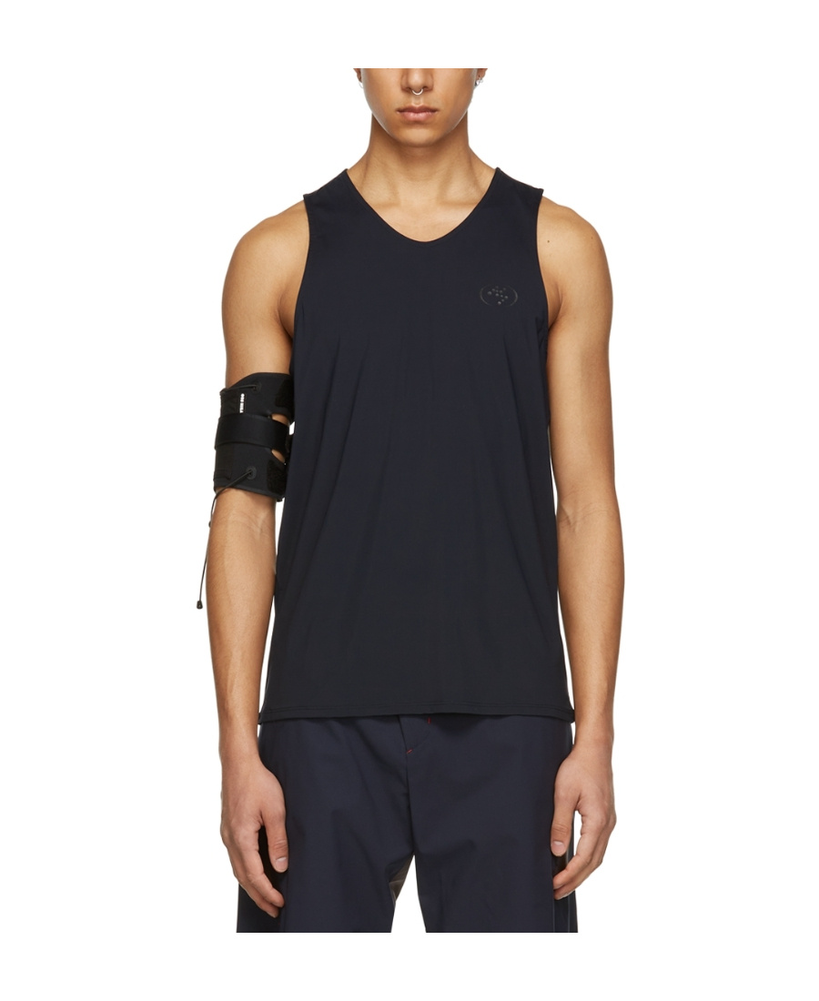 Hyein Seo Navy Nylon Tank Top In Black