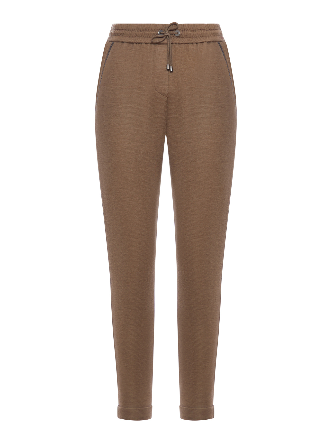 Brunello Cucinelli Drawstring-waist Tapered Trousers In Brown