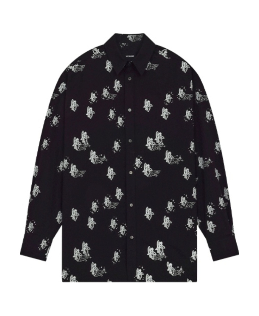 We11 Done Graphic-print Long-sleeve Shirt In Black