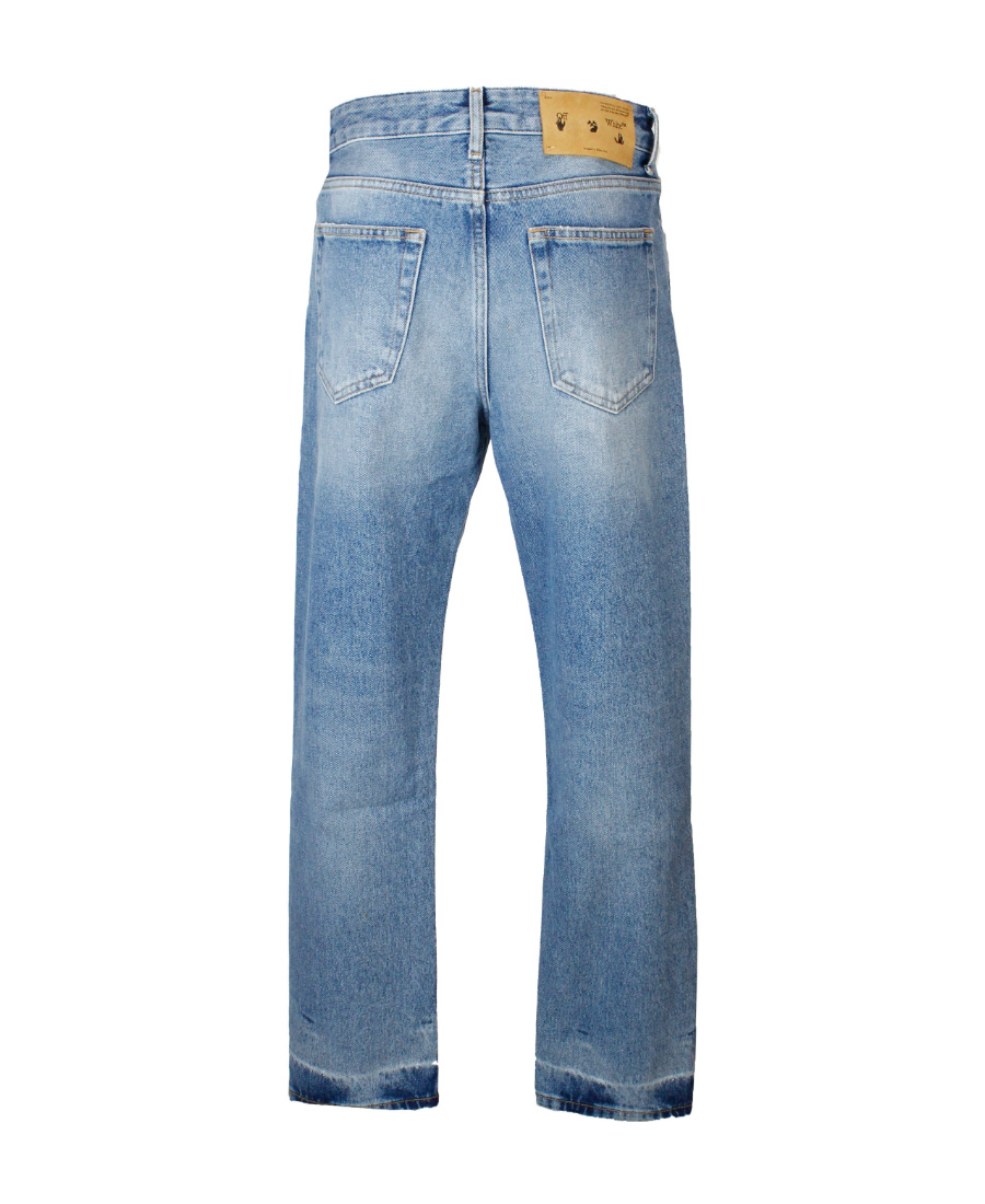 Off-white Logo Cropped Jeans In Blue