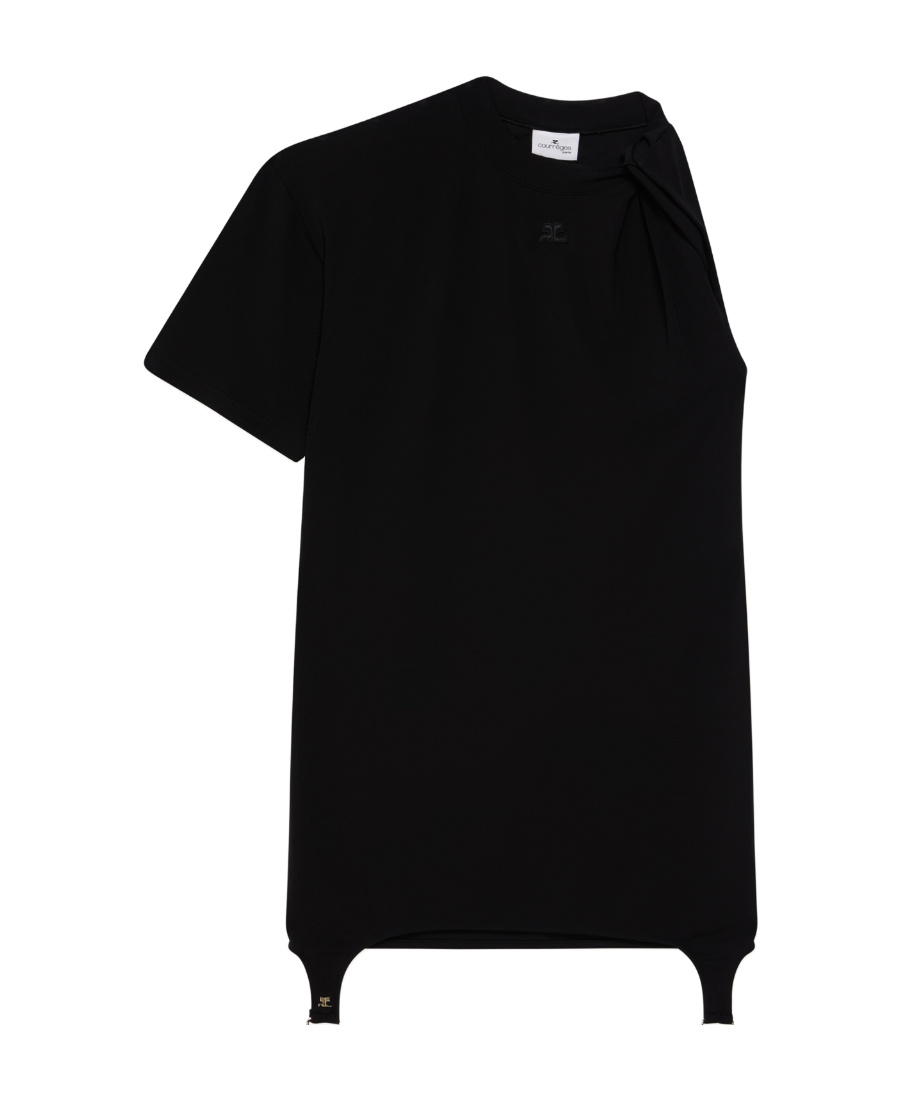 Courrèges Twist-detail Short-sleeve Minidress In Black