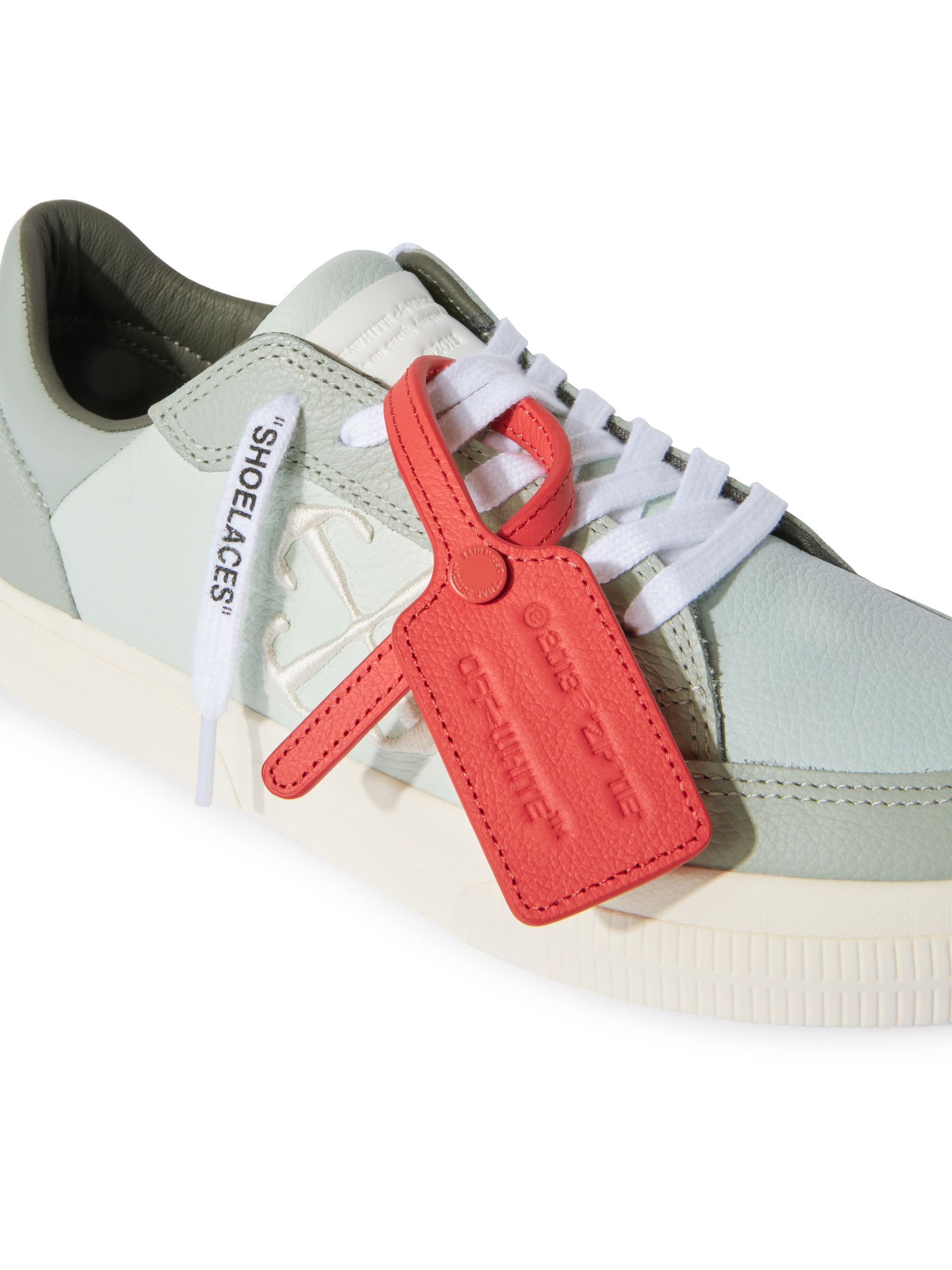 Off-white Green New Low Vulcanized Calf Leather Sneakers In White