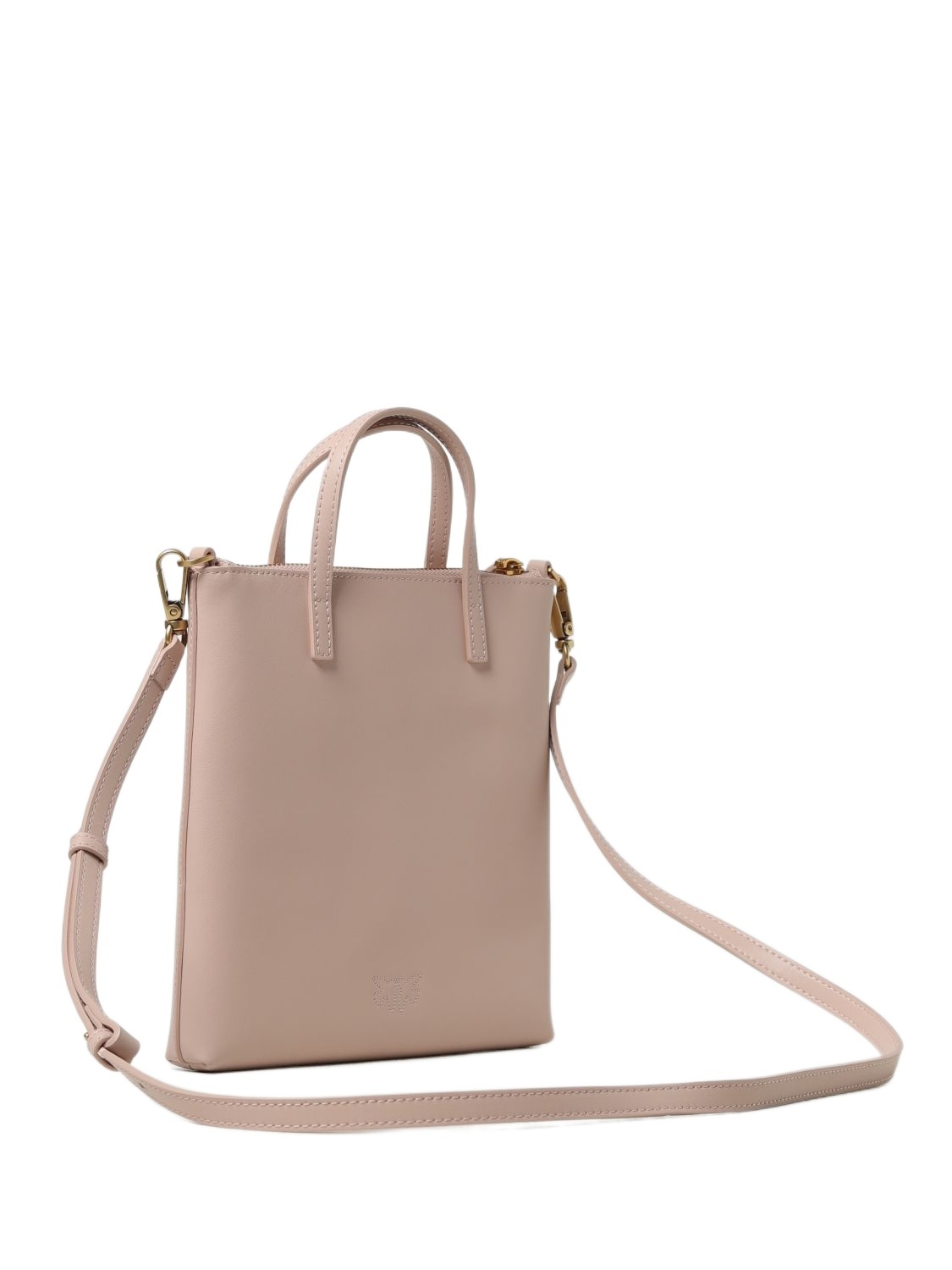 Pinko Logo Plaque Zip-up Small Top Handle Bag In Nude