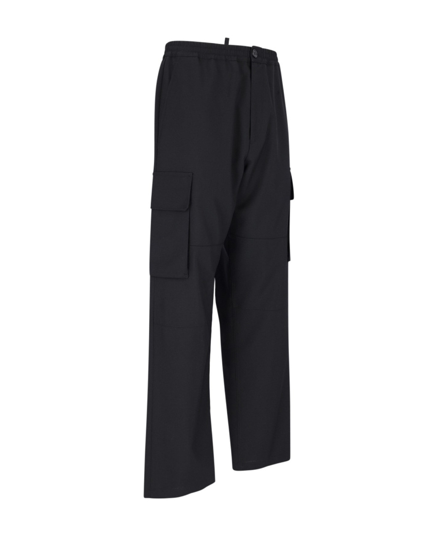 Marni Straight Trousers Elastic Waistband Side Cargo In Black