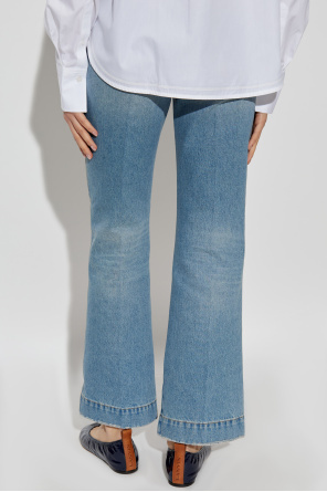 Victoria Beckham 'alina' Blue Jeans With Pockets And Logo Applied On The Front In Blue