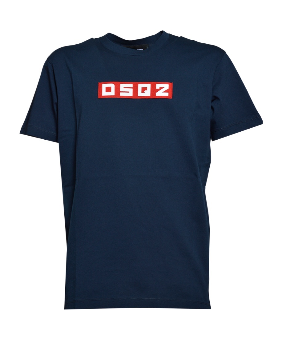 Dsquared2 D2 Logo Patch Crewneck T-shirt In Blue