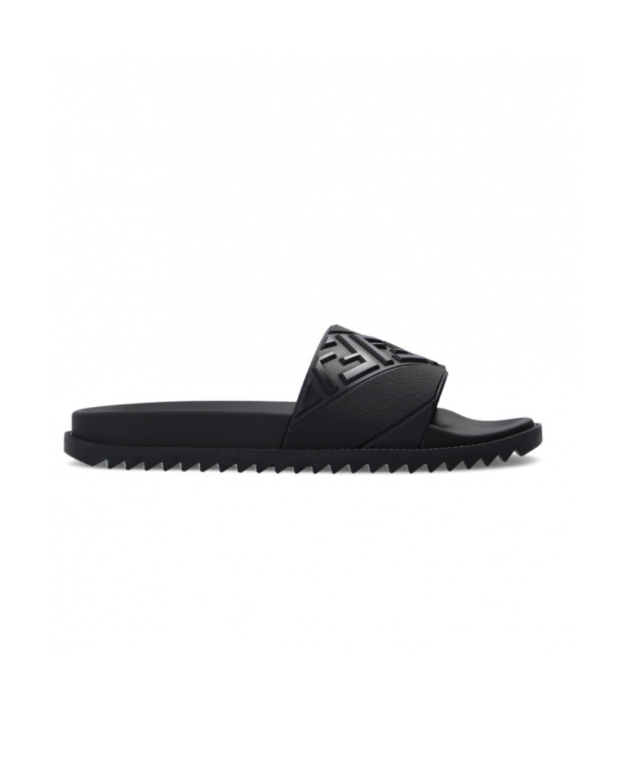 Fendi Ff-motif Slides In Black