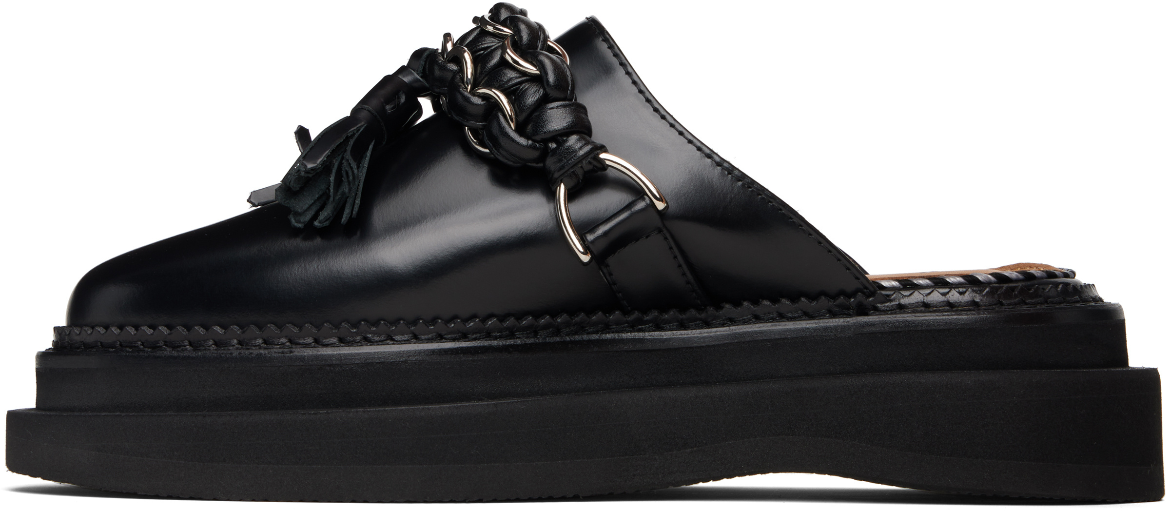Toga Leather Slip-on Mules In Black
