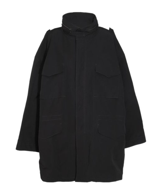 Maison Margiela Zip-fastened Drawstring Coat In Black
