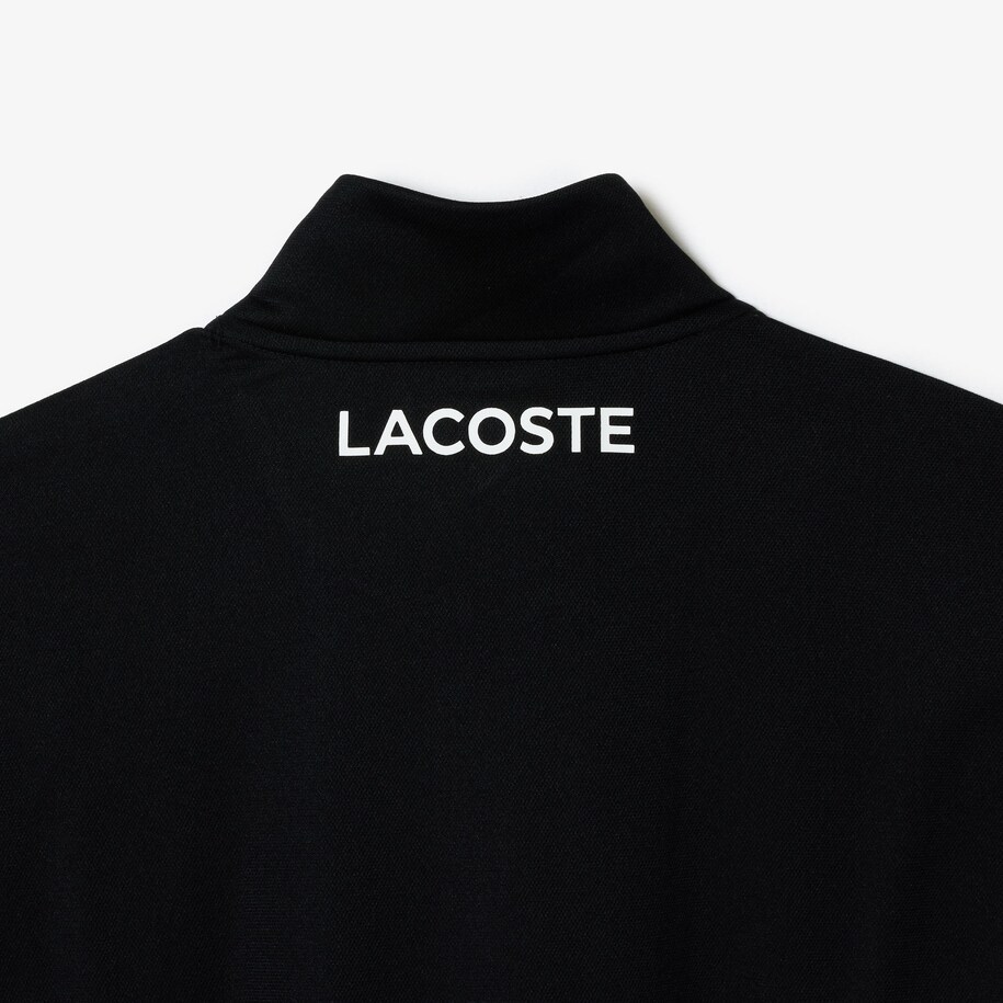 Lacoste Zippered Anti-tear Tennis Jersey In Black
