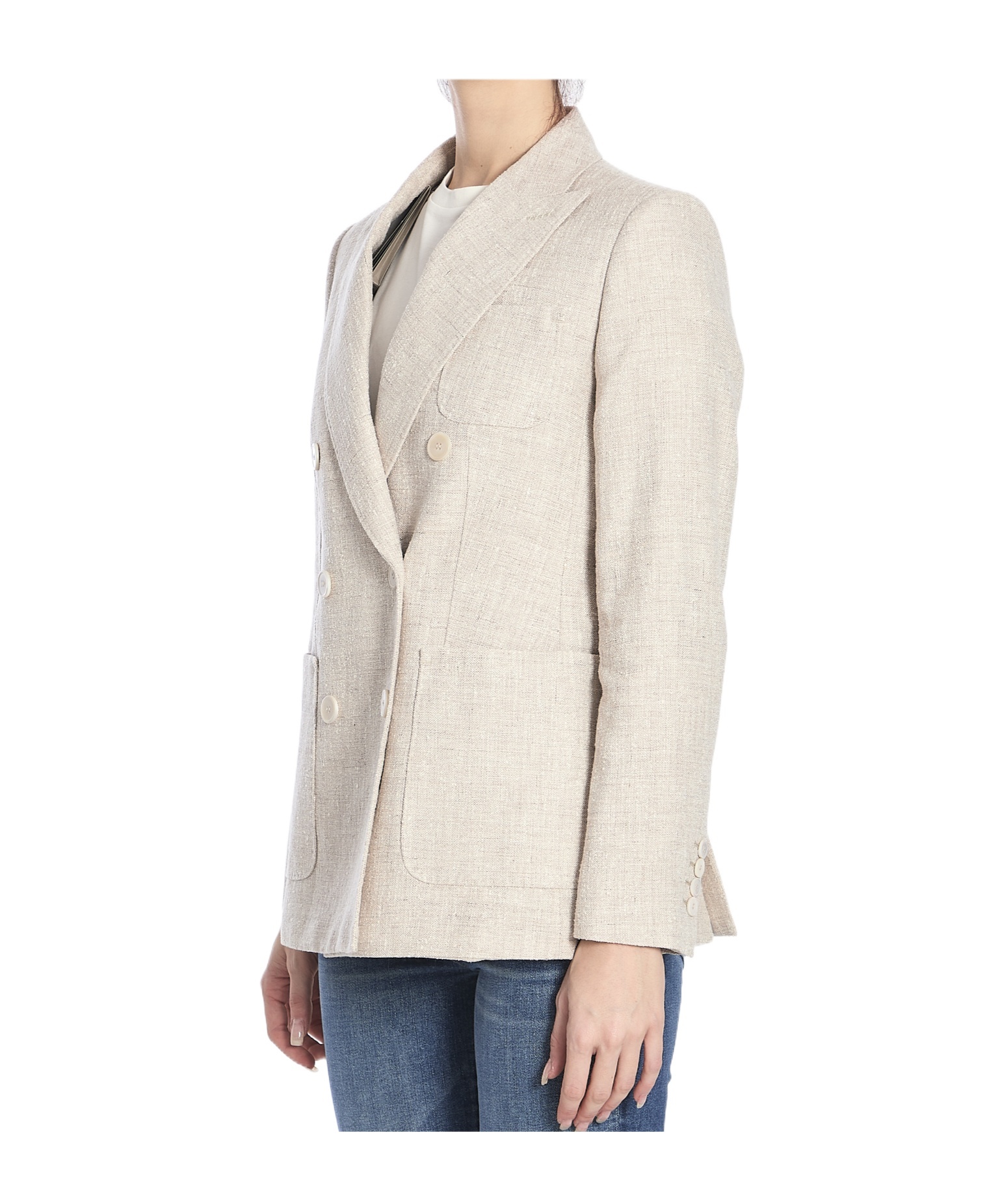 Max Mara Long-sleeved Suit Coat In White