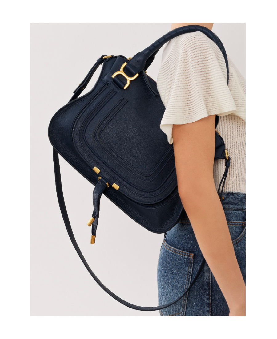 Chloé Marcie Leather Tote Bag In Black