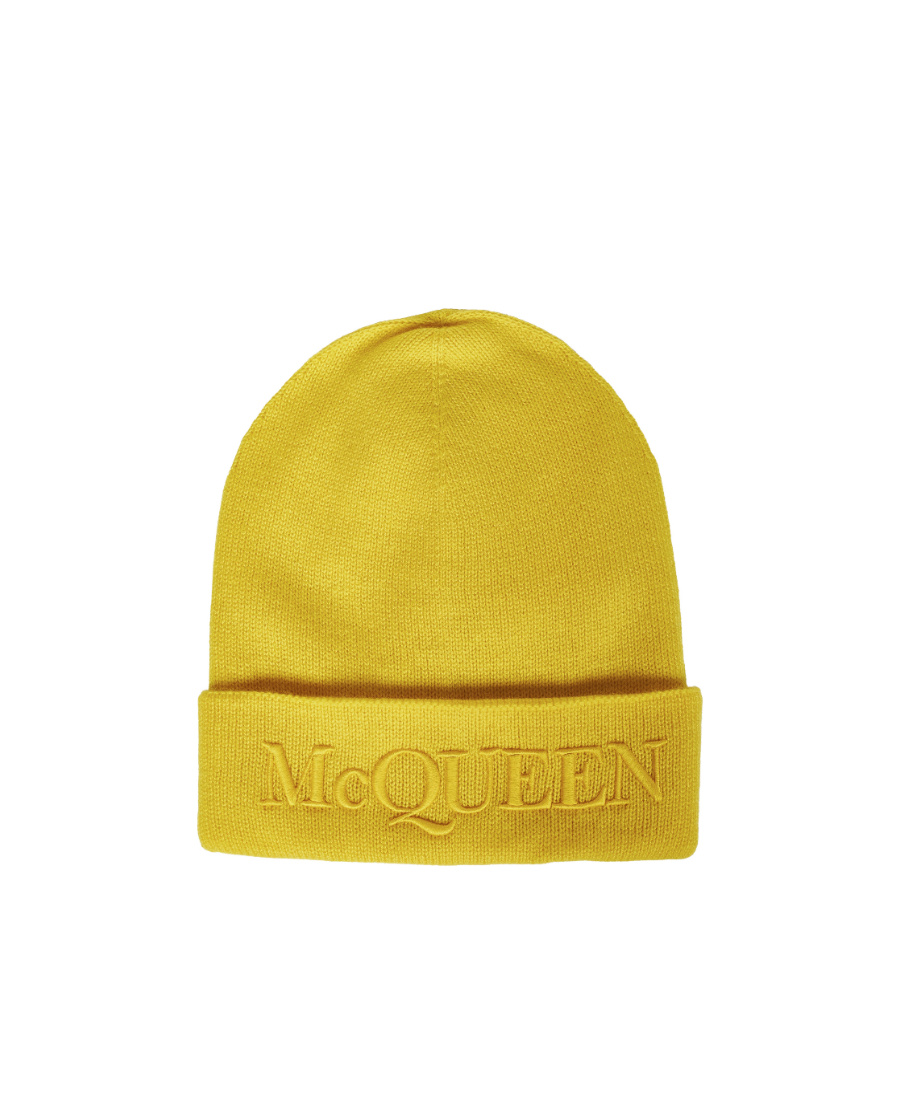 Alexander Mcqueen Logo-embroidered Cashmere Beanie In Gray