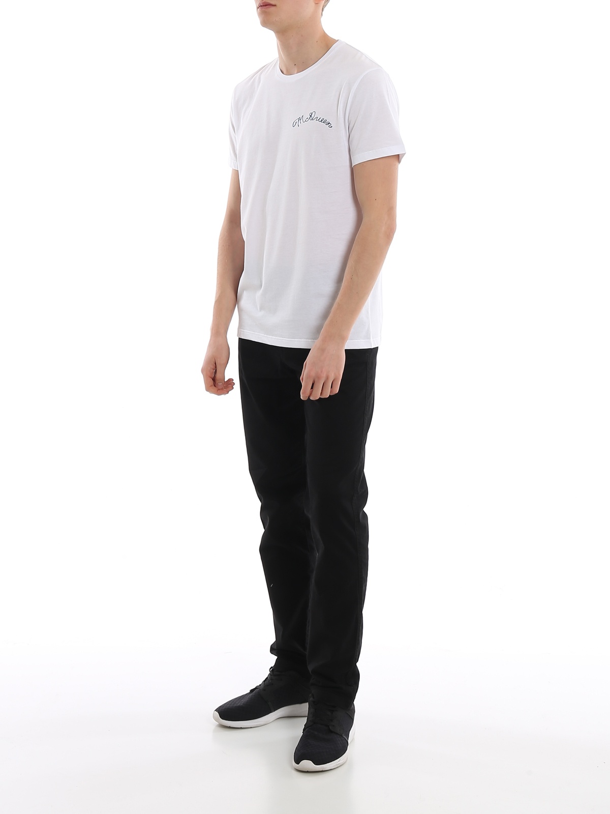 Alexander Mcqueen Round-necked Logo T-shirt In White