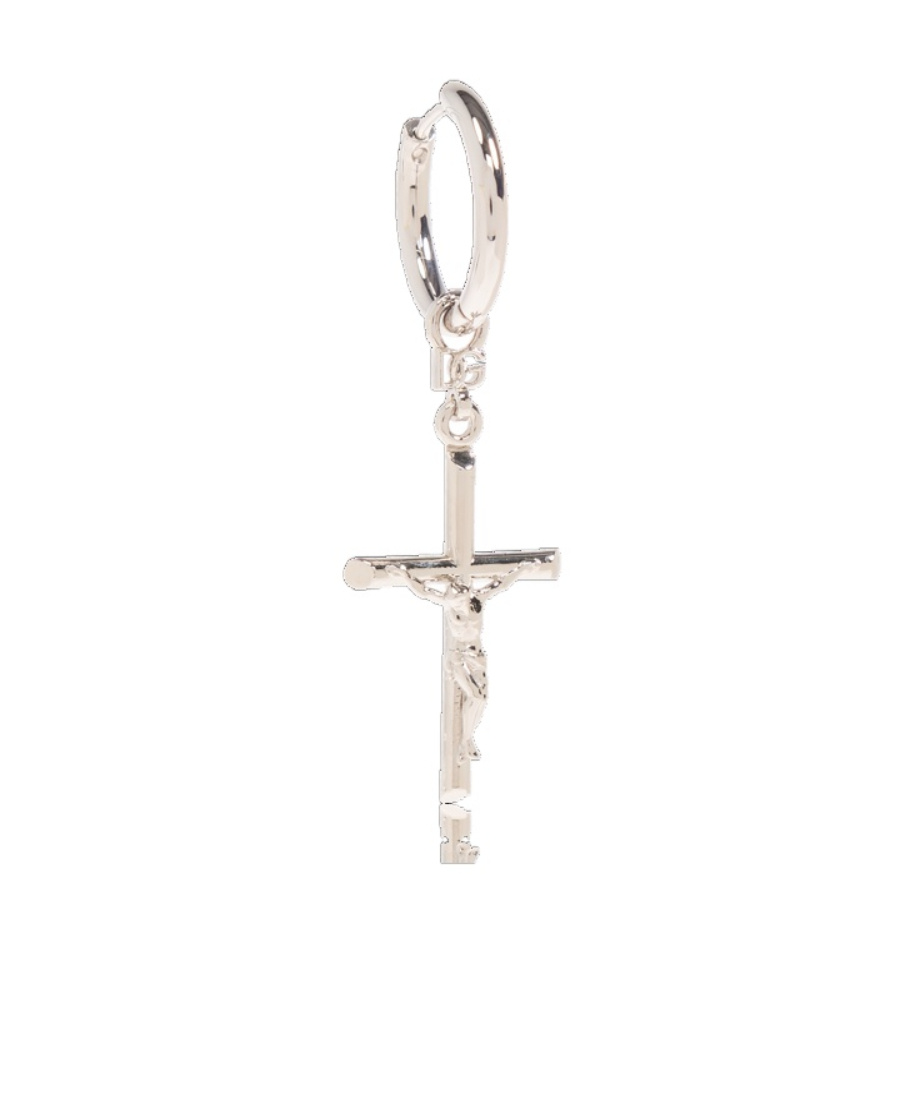 Dolce & Gabbana Cross-pendant Hoop Earring In Yellow